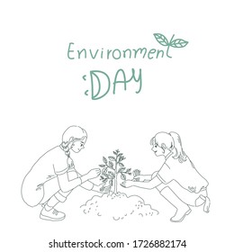 Environment day concept design of vector. Doodle illustration style.