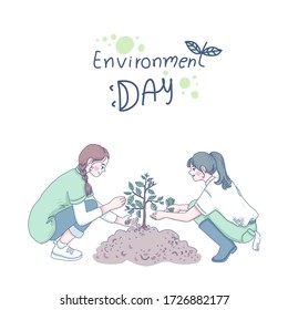 Environment day concept design of vector. Doodle illustration style.