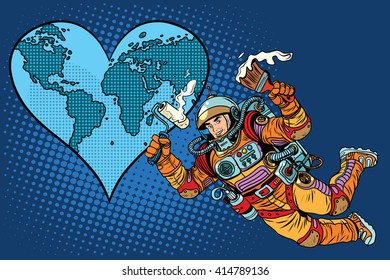 Environment day, Earth heart and the astronaut
