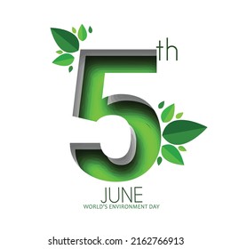 día del medio ambiente, ilustración de vector eps con estilo 3d de corte de papel, mejor para compartir impresión y salir para ecología