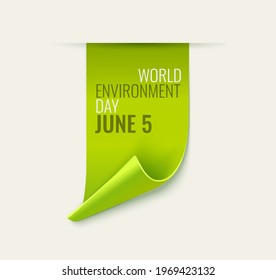 Environment Day Green Tag isolated on white background. Vector illustration