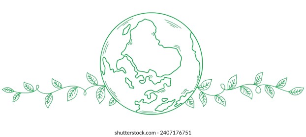 Environment day line art style vector illustration
