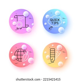 Environment day, Quick tips and Palette minimal line icons. 3d spheres or balls buttons. Certificate icons. For web, application, printing. Safe world, Helpful tricks, Color pantone. Vector