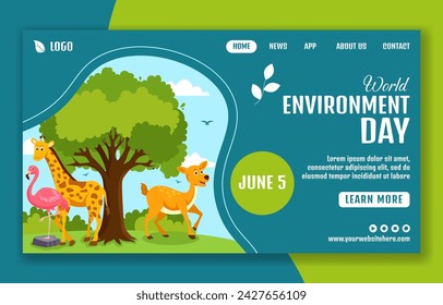 Environment Day Social Media Landing Page Cartoon Hand Drawn Templates Background Illustration