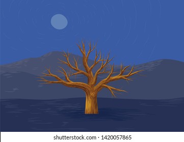 Environment disaster dead tree vector illustration