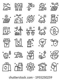 entorno, eco friendly 30 iconos de línea simple conjunto ilustración vectorial