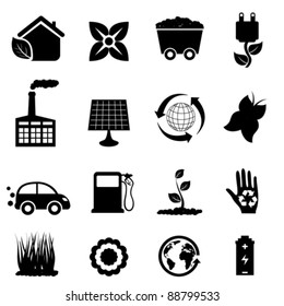 Environment and eco icons in black