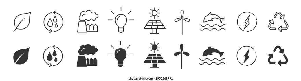 Environment and eco icons collection in two different styles