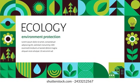 Environment, ecology, Earth day concept design. Banner, poster, abstract background in modern geometric style. Vector illustration