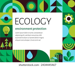 Environment, ecology, Earth day concept design. Banner, poster, abstract background in modern geometric style. Vector illustration