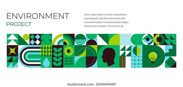 Environment, ecology, Earth day concept design. Banner, poster, abstract background in modern geometric style. Vector illustration