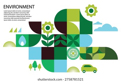 Environment, ecology, Earth day concept design. Banner, poster, abstract background in modern geometric style. Vector illustration