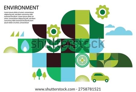 Environment, ecology, Earth day concept design. Banner, poster, abstract background in modern geometric style. Vector illustration