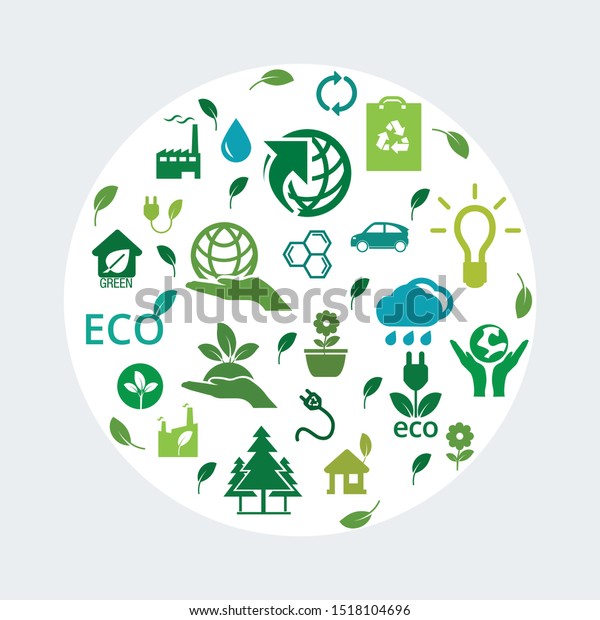 Environment, ecology,
green nature
symbols.