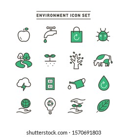 ENVIRONMENT AND ECOLOGY ICON SET