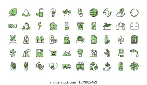 environment ecology icons collection line and fill vector illustration