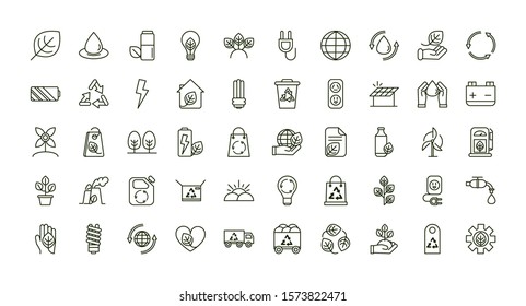 environment ecology icons collection line vector illustration