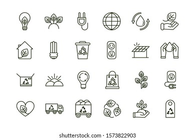 Alternative Energy Sources Vector Linear Icons Stock Vector (Royalty ...