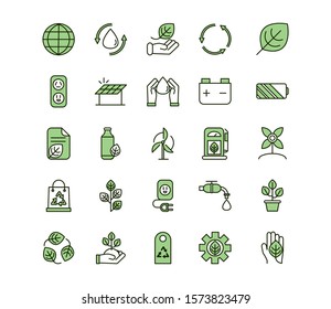 environment ecology icons collection line and fill vector illustration