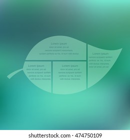 Environment, ecology info graphic elements. Transparent sheet on a green background. Vector illustration.