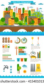 Environment, ecology infographic elements, ecosystem. Can be used for background, layout, banner, diagram, web design, brochure template. Vector illustration