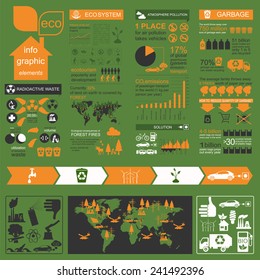 Environment, ecology infographic elements. Environmental risks, ecosystem. Template. Vector illustration