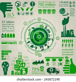 Environment, ecology infographic elements. Environmental risks, ecosystem. Template. Vector illustration