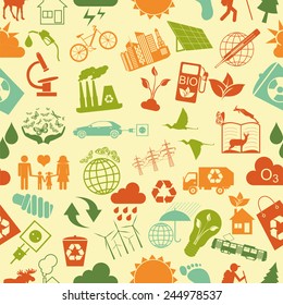 Environment, ecology seamless, pattern. Environmental background. Vector illustration