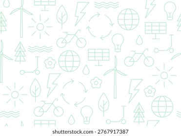 Environment and ecology seamless patternю Set of Ecology and Green Energy Icons Vector Pattern Design. Eco vector seamless pattern. Ecological wallpaper for Earth Day