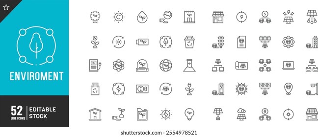  Environment Editable line icon set. Thin modern style vector illustration.