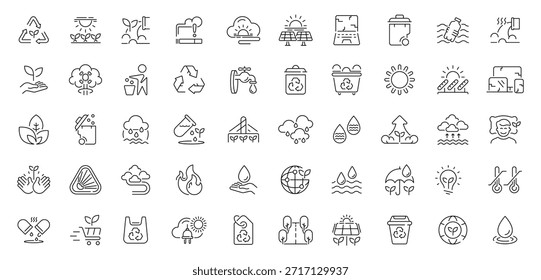 Conjunto de iconos de línea editable del medio ambiente: eco, sostenibilidad, símbolos de la naturaleza