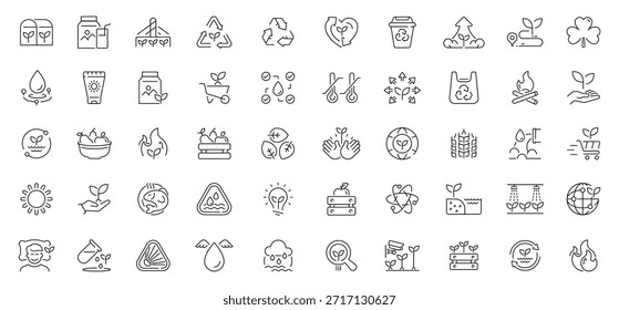 Conjunto de iconos de línea editable para el medio ambiente: contorno, naturaleza y símbolos ecológicos