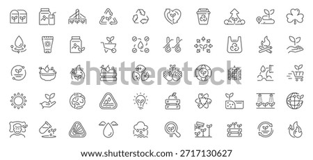 Environment editable line icons set: outline, nature, and eco-friendly symbols