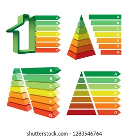 Environment and energy saving Event. Concept of successful Ecology. Icon set Energy Performance Scale. Vector illustration.