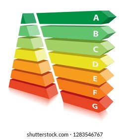 Evento de ahorro de energía y medio ambiente. Ecología conceptual. Escala de rendimiento de energía de iconos. Ilustración vectorial.