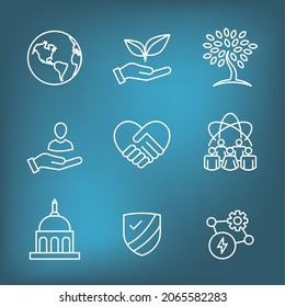 Environment or Environmental and Social Government or Governance Icon Set for ESG