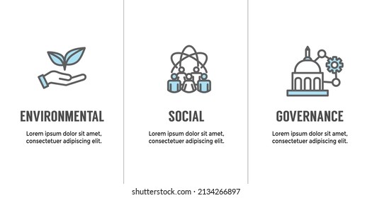 Medio ambiente o gobierno ambiental y social o conjunto de iconos de gobernanza para ESG