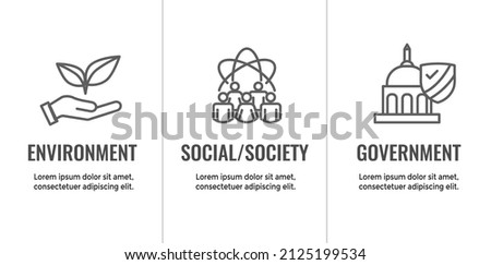 Environment or Environmental and Social Government or Governance Icon Set for ESG