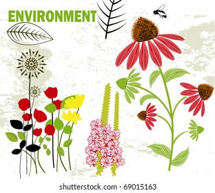environment field of flowers and weeds