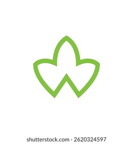 Environment Friendly ECO Letter W Logo with Leaf