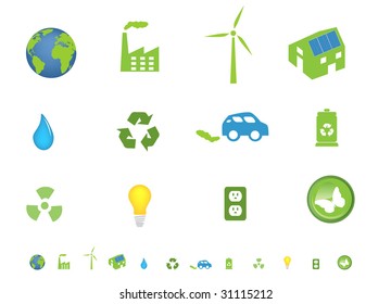 Environment friendly ecological icon set