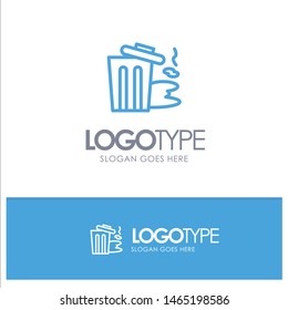 Environment, Garbage, Pollution, Trash Blue outLine Logo with place for tagline. Vector Icon Template background