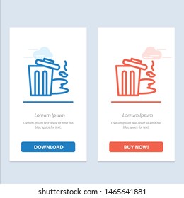 Environment, Garbage, Pollution, Trash  Blue and Red Download and Buy Now web Widget Card Template. Vector Icon Template background