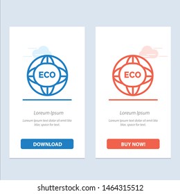 Environment, Global, Internet, World, Eco  Blue and Red Download and Buy Now web Widget Card Template. Vector Icon Template background