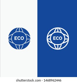 Environment, Global, Internet, World, Eco Line and Glyph Solid icon Blue banner Line and Glyph Solid icon Blue banner. Vector Icon Template background