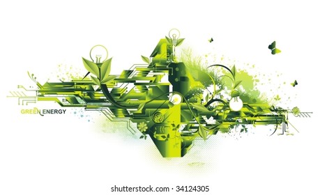 Environment & Green Energy Concept, Vektorgrafik
