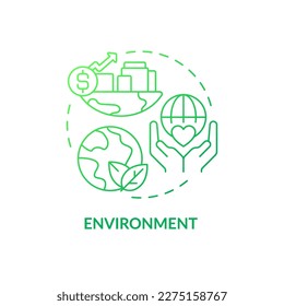 Environment green gradient concept icon. Sustainable strategy. Element of inclusive development index abstract idea thin line illustration. Isolated outline drawing. Myriad Pro-Bold font used