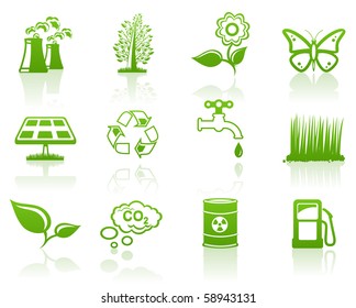 Environment green icon set