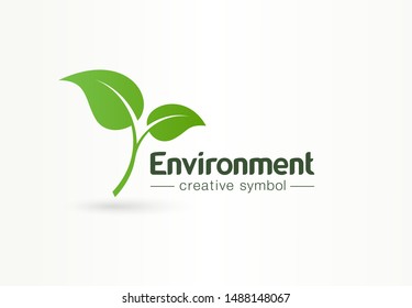Environment, green leaf, organic creative symbol concept. Natural bio cosmetics, nature abstract business logo idea. Growth plant eco icon. Corporate identity logotype, company graphic design tamplate