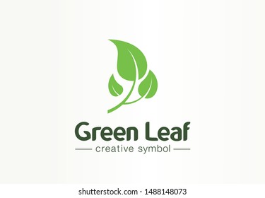 Environment, green leaf, organic creative symbol concept. Natural bio cosmetics, nature abstract business logo idea. Growth plant eco icon. Corporate identity logotype, company graphic design tamplate